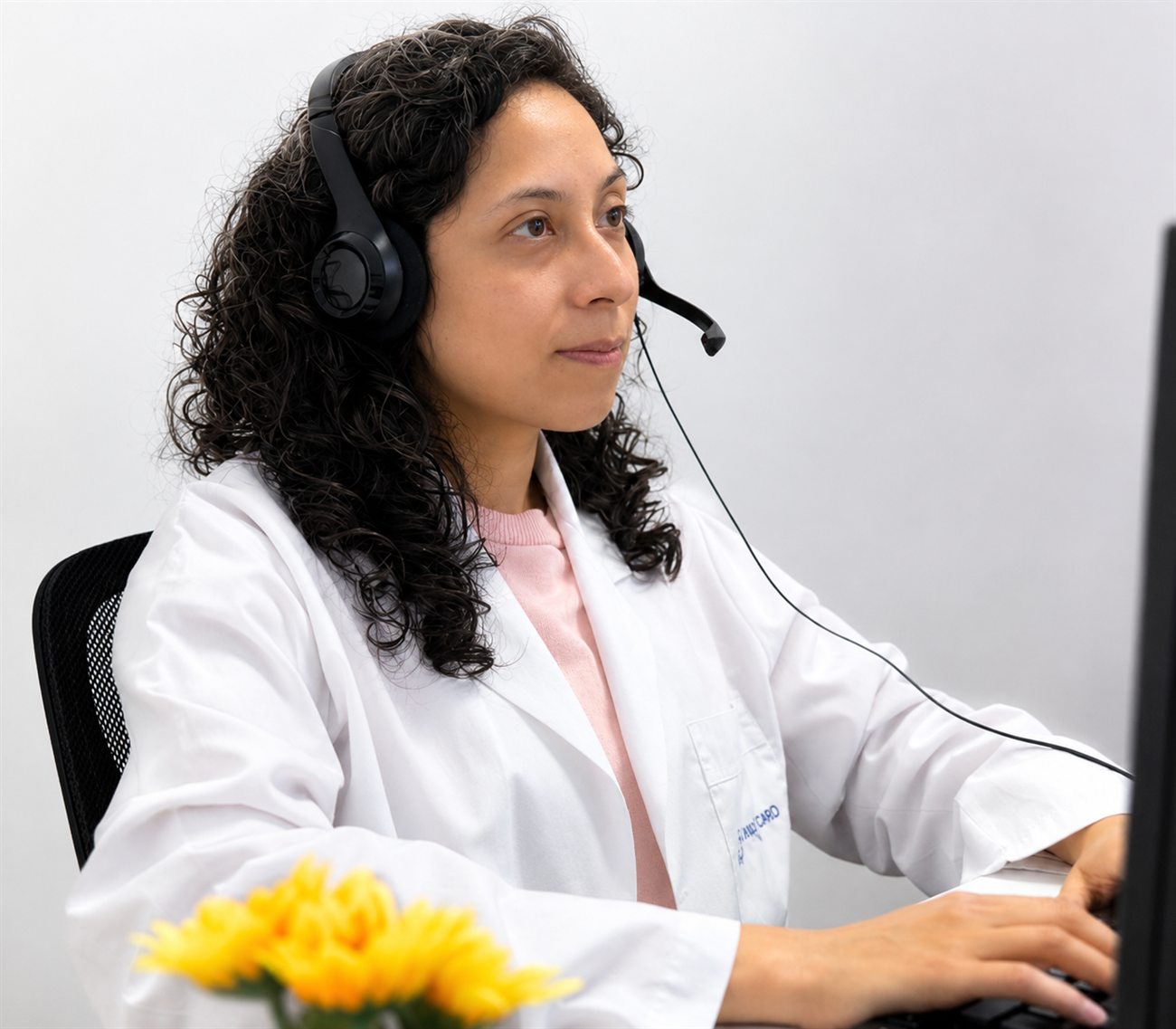 Profesional de FCH atendiendo por telemedicina